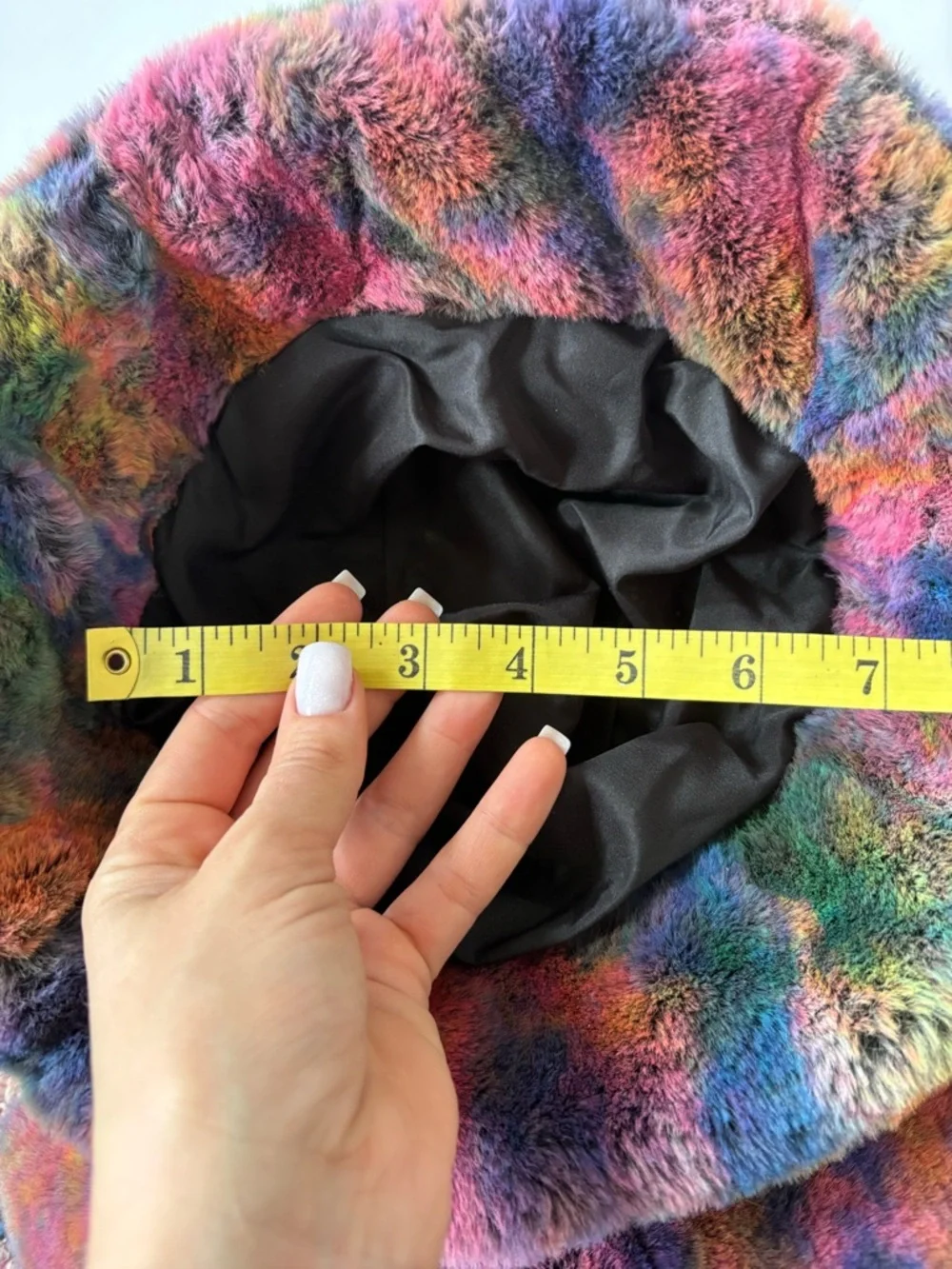 Fuzzy Tie Dye Bucket Hat Scarf Rainbow Faux Fur Festival‎ Y2K Streetwear Rave